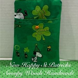 HAPPY ST PATRICKS SNOOPY WOODSTOCK HANDMADE CROSSBODY PHONE POUCH